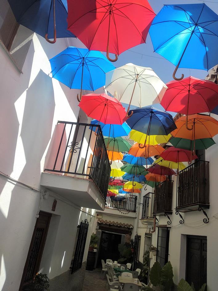 Image of multicolored umbrellas at Corvacha restaurant